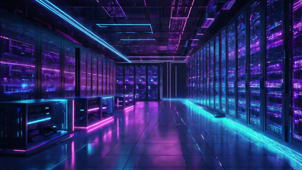 Illuminated server room representing automation infrastructure